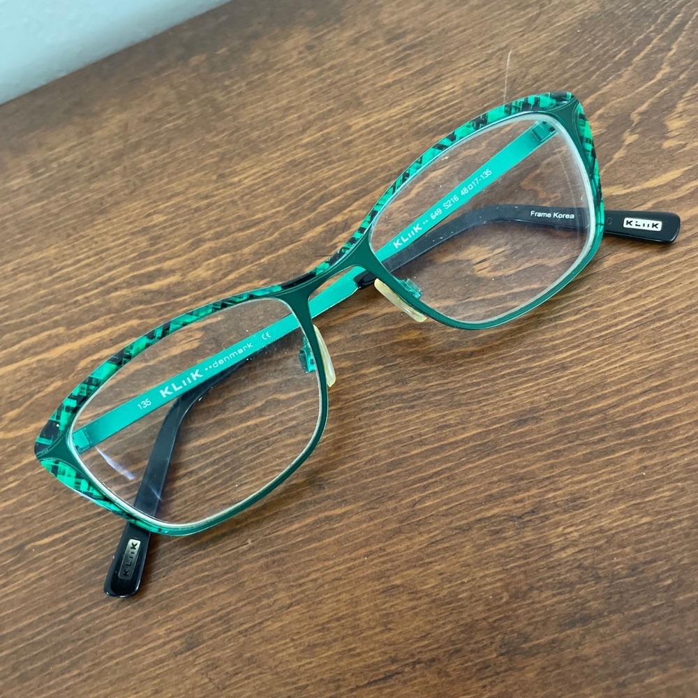 Kliik Denmark Eyeglasses 649 S216 Frames Only 48-17-135 Glasses With Case GREEN